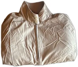 Connie Vintage Beige Harrington Bomber Jacket Size XL Plaid Lining Hong Kong