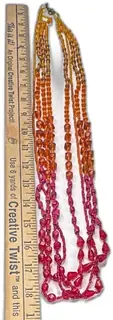 Multistrand Beaded Statement Necklace Pink Orange Yellow Mixed Beads 18 Inch