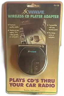 XWave FX100 Wireless CD Player Adapter FM Stereo Transmitter New Old Stock Vintage
