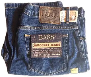GH Bass Co Mens 5 Pocket Jeans Size 38x30 Blue Stonewash Denim New With Tags
