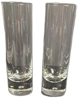 Pair Clear Heavy Bottom Shot Glasses Tall Slim Barware Modern Set of 2