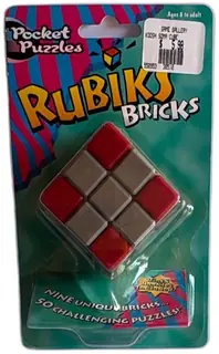 1998 Rubiks Bricks Pocket Puzzles OddzOn Red Gray New Sealed Vintage Collectible