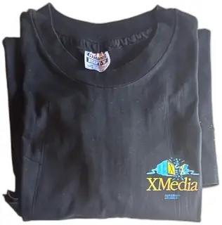 Vintage Hanes Beefy-T XMedia Promo T-Shirt XL Black 90s Graphic Unused USA Cotton