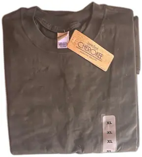 Cherokee XL Dark Olive 100 Percent Cotton Crew Neck T Shirt New Vintage Tag USA Mexic