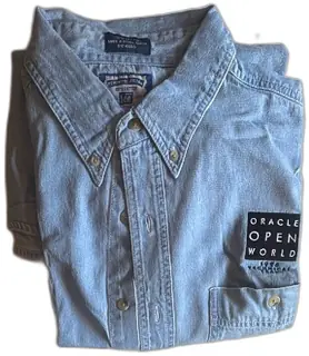 Lee Denim Button Down Shirt XL Oracle Open World 1996 Technical Team Vintage Blue