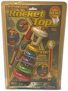 Rocket Tops Motorized Spinning Toy Set With Launcher In-Flight Booster New