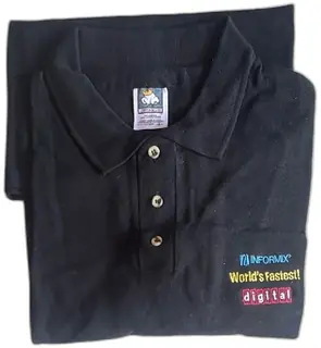 Informix Digital Promo Polo Shirt Large Black Cotton Deluxe Worlds Fastest Vintage