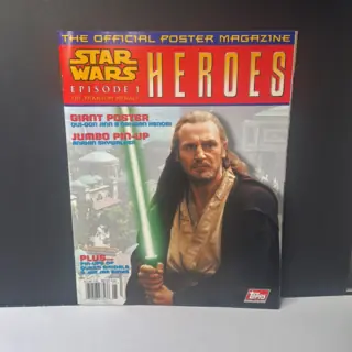 Star Wars Episode I Heroes Official Poster Magazine Topps 1999 Qui-Gon Jinn