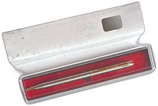 Day-Timer Ballpoint Pen Silver Tone with Gold Trim Original Case Vintage Retro