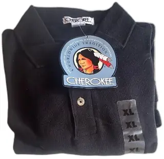 Cherokee Mens Polo Shirt Black XL 100 Percent Cotton Vintage New With Tags