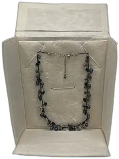 Handmade Black Pearl Gemstone Bead Necklace Adjustable Natural Stones 18in