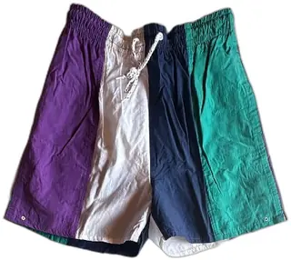 Norsport Mens Large Vintage Colorblock Swim Trunks 80s 90s Cotton Nylon Hong Kong
