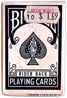 Vintage Bicycle Rider Back Miniature Playing Cards Black Box Kiddie World Sticker