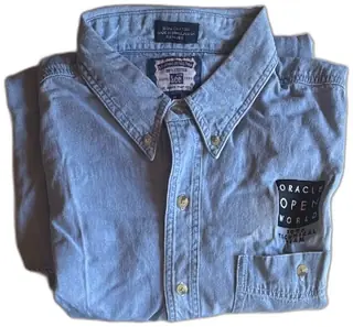 Lee Denim Shirt XL Oracle OpenWorld 1996 Technical Team Blue Button Down NOS