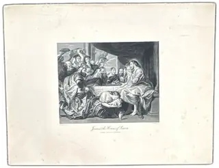 Jesus At The House Of Simon Antique Engraving After Rubens George Barrie Publisher