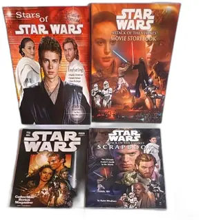 Star Wars Attack Of The Clones Collectible Book Set Lot Storybook Scrapbook Maga