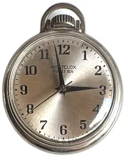 Westclox Pocket Ben Vintage Silver Mechanical Pocket Watch Mid Century Retro