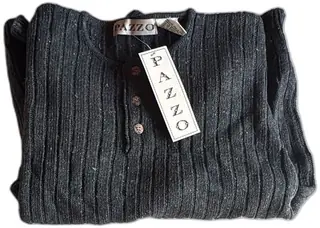 Pazzo Mens Ribbed Knit Sweater Black XL Ramie Cotton Long Sleeve New With Tags
