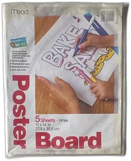 Mead Poster Board 5 Sheets White 11x14 Inch 1992 Vintage School Project Supply