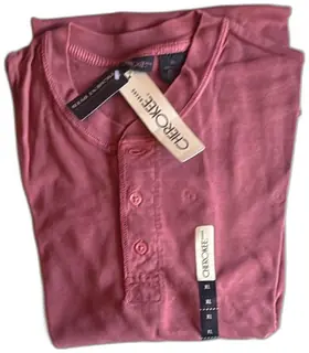 Cherokee Brand Men’s Henley Shirt XL Rose Pink 100 Percent Cotton Pigment Dyed New