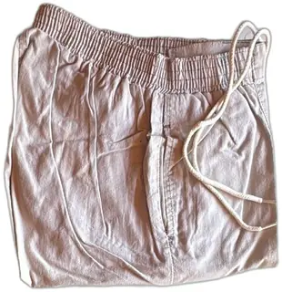 Vintage Levis Movin On Mens Elastic Waist Drawstring Pants Beige Size 36 L34 Cotton