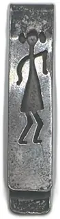Vintage Silver Tone Metal Money Clip Girl Figure Cutout Mid Century Modern