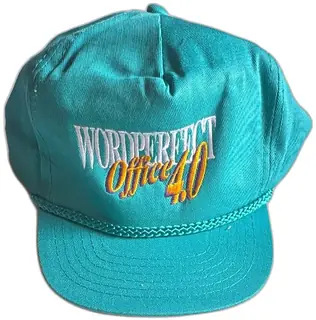 Vintage WordPerfect Office 4.0 Promo Snapback Hat KC Teal Cotton Adjustable Cap 90s R