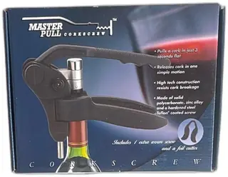 Master Pull Corkscrew Wine Bottle Opener Set PCS-525 with Extra Worm and Foil Cutter