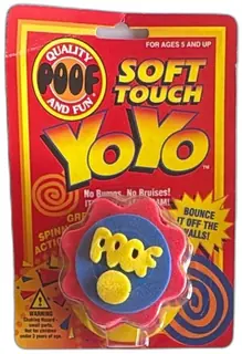 1995 Poof Soft Touch YoYo Foam Red Blue Yellow Vintage New On Card