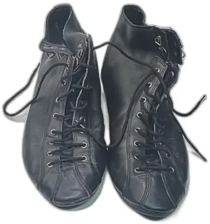 Saturday Knights Black Leather Jazz Dance Shoes Vintage Taiwan ROC Size 12