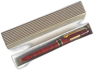 Vintage Digital Equipment Corporation Pen Red Marbled Gold Trim in Case Collectible
