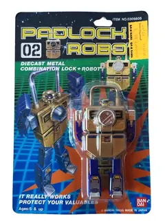 Bandai Padlock Robot 02 Diecast Metal Combination Lock Japan 1985 Iron Cast