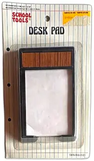 Vintage School Tools Desk Pad Mini Notepad Woodgrain Plastic NOS Toys R Us Taiwan