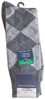 Munsingwear Classics Gray Argyle Socks Size 10-13 Cotton Nylon Lycra New USA