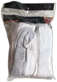 1998 DHC Mens Crew Socks 6 Pair Pack White Gray Size 10-13 Made In USA New