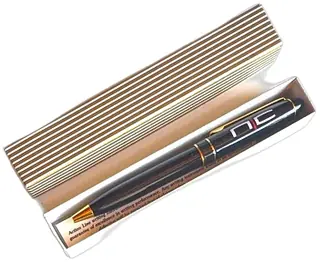 Action Line Black Gold Trim Ballpoint Pen Taiwan Boxed Vintage Writing Instrument
