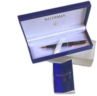 Waterman Paris Sybase Black Gold Trim Ballpoint Pen With Box And Papers