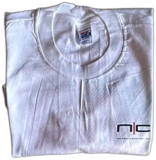 Hanes NC Network Computer TV Promo T Shirt Vintage 90s White Unused Large