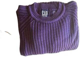 Gap XL Purple Chunky Knit Cotton Sweater Men’s Ribbed Crewneck Pullover Vintage