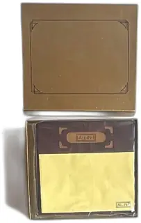 All-In-1 Vintage Brown Faux Leather Sticky Note Holder Gold Box New Old Stock