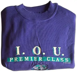 Vintage 1989 IOU Premier Class Tracksuit Sweatshirt Pants Set XL Purple Limited Editi