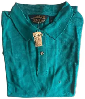 Eddie Bauer XL Jade Green Polo Shirt Vintage Mesh Cotton Unused with Tags