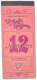 Vintage 1970s Walt Disney World Magic Kingdom 12 Adventure Ticket Book Adult Pink