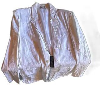 Andrew Fezza White Linen Rayon Blend Sport Coat XL Made In China New Old Stock