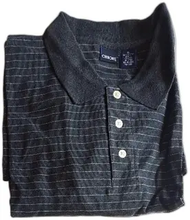 Cherokee Mens XL Black Striped Cotton Polo Shirt Short Sleeve Washed New Tag