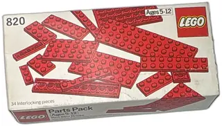 LEGO 820 Parts Pack Red Slim Bricks 34 Pieces 1980 Vintage Boxed Set