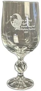 25th Annual Half Moon Bay Art And Pumpkin Festival 1995 Clear Etched Glass Goblet