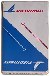 Piedmont Airlines Vintage Custom Playing Cards Plastic Coated Mid Century Blue Red
