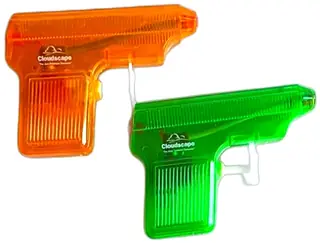 Cloudscape Java Database Company Vintage Promo Water Squirt Guns Green Orange Set