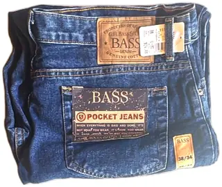 G.H. Bass Co 5 Pocket Jeans 38x30 Stonewash Denim Blue New With Tags Cotton